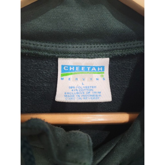 Cheetah Mervyns Colorblock Pullover Vtg Sweatshirt Men's Size L Green Navy - Picture 3 of 6